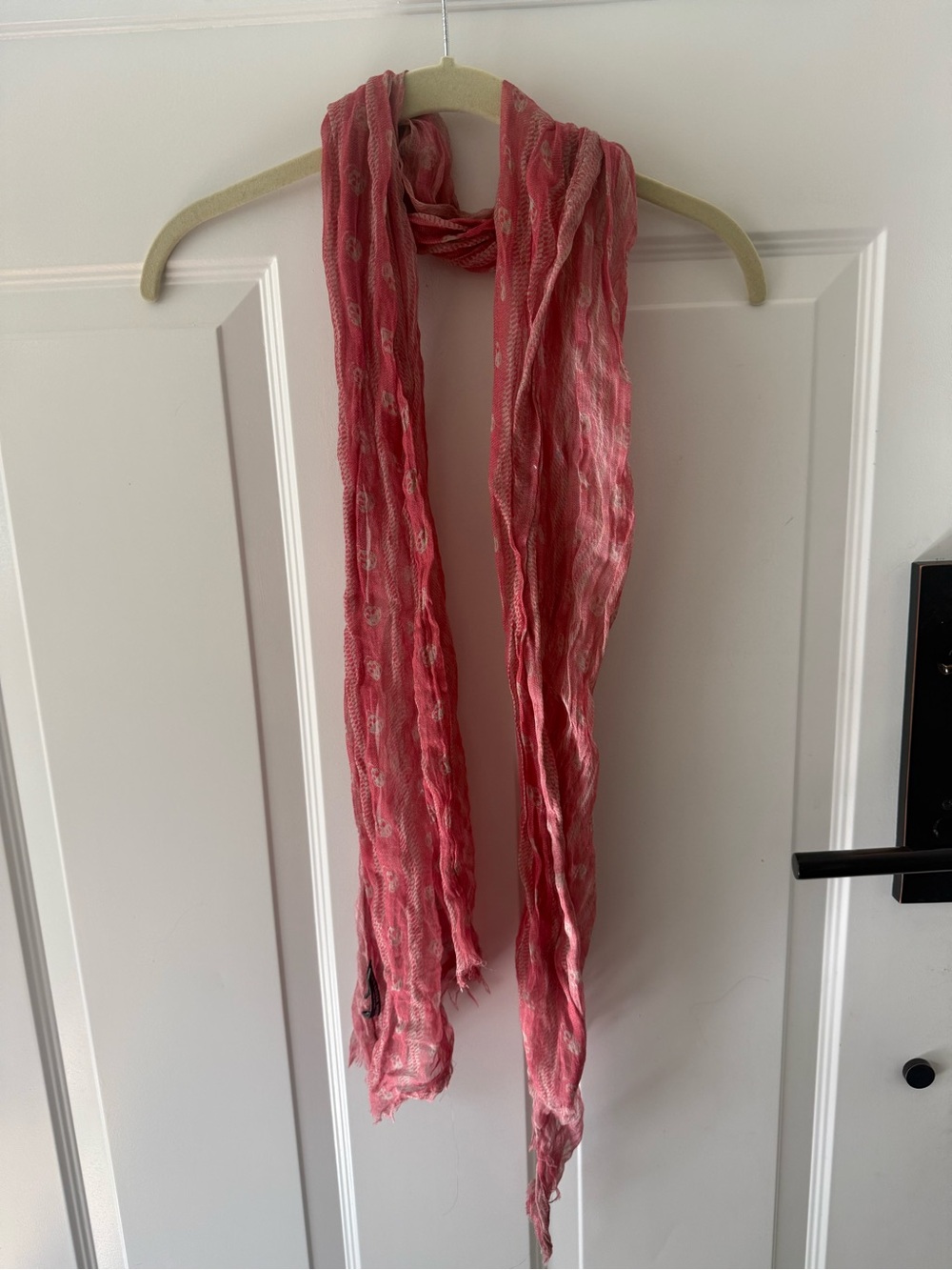 Alexander McQueen Pink Skull Print Gauze Scarf Made in Italy 24 x 70